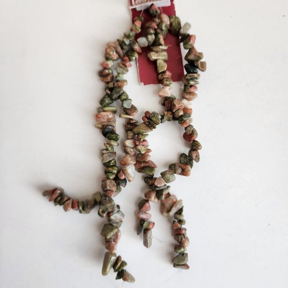 Bead Gallery Semi Precious Unakite Chips Bead Strands, Destash